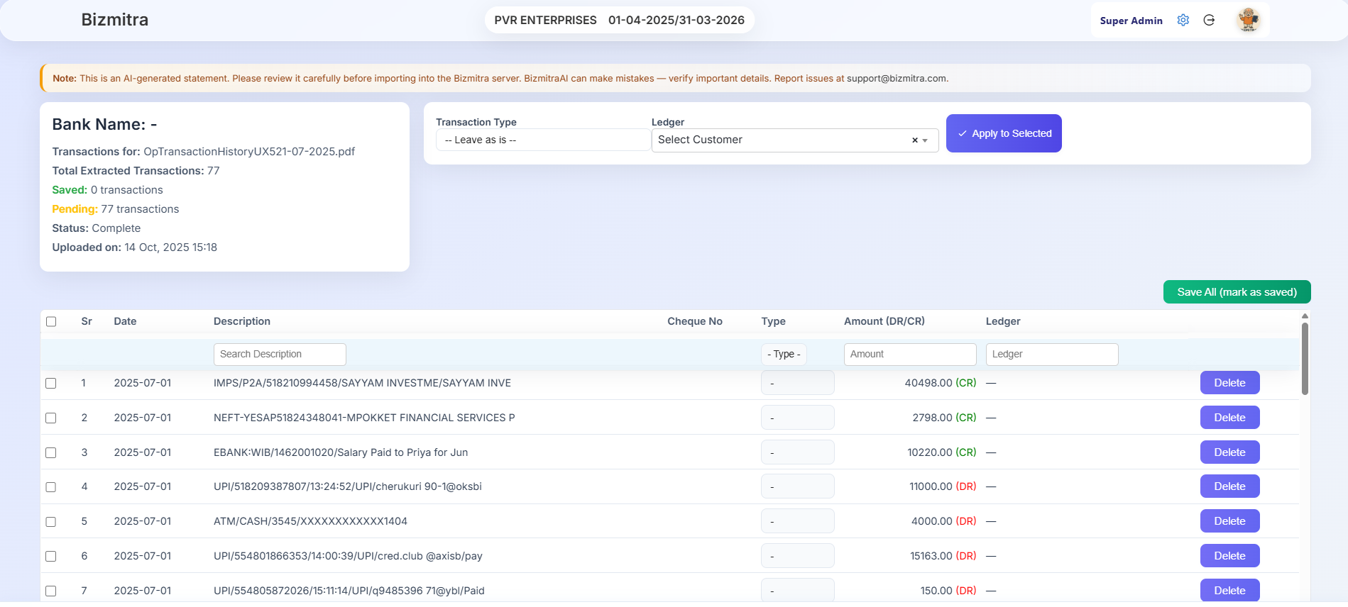 Auto ledger mapping visualization
